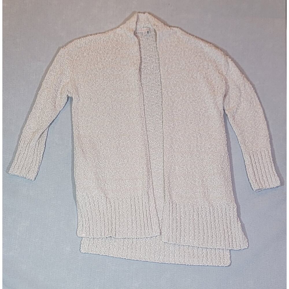 Barefoot Dreams Boucle Shadow Stripe Cardigan Beige S/M